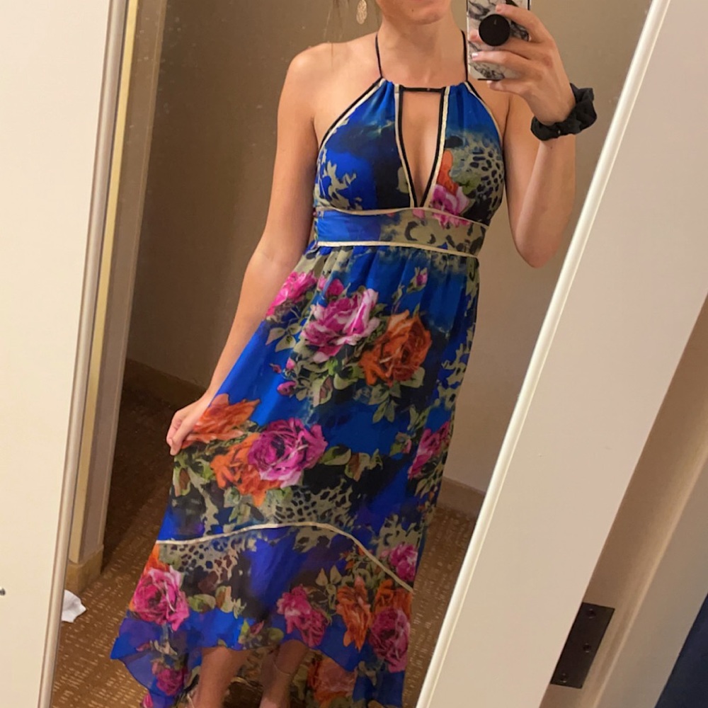 Stunning Hi-Low Floral Animal Print Maxi Dress